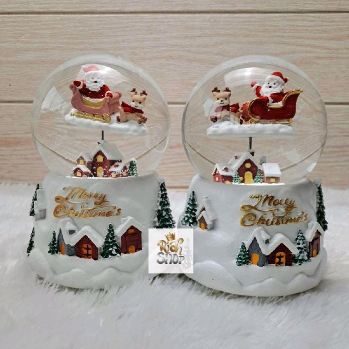 Luluna Snowball Natal Kotak Musik Bola Kaca Kristal Salju Christmas Waterball