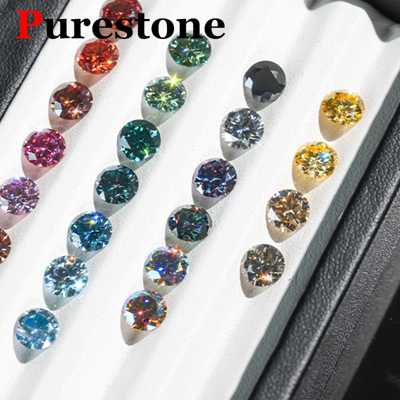 Small Size 0.8-4.5mm Colorful Gemstone Colored Moissanite Stone Pink Yellow Blue Green Moissanite