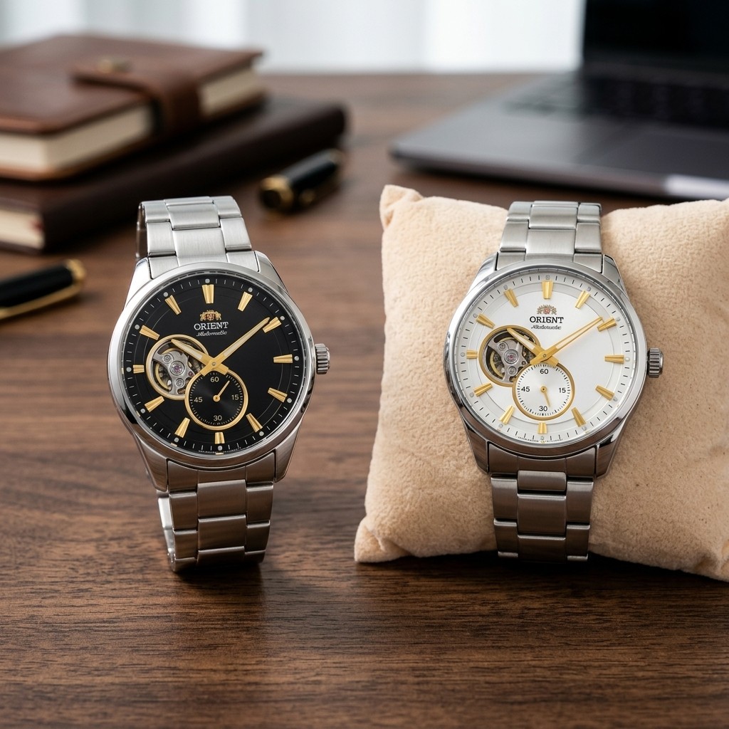 Orient Skeleton Mechanical Wristtch for Men, Automatic Small Second Stainless Steel Band Dress