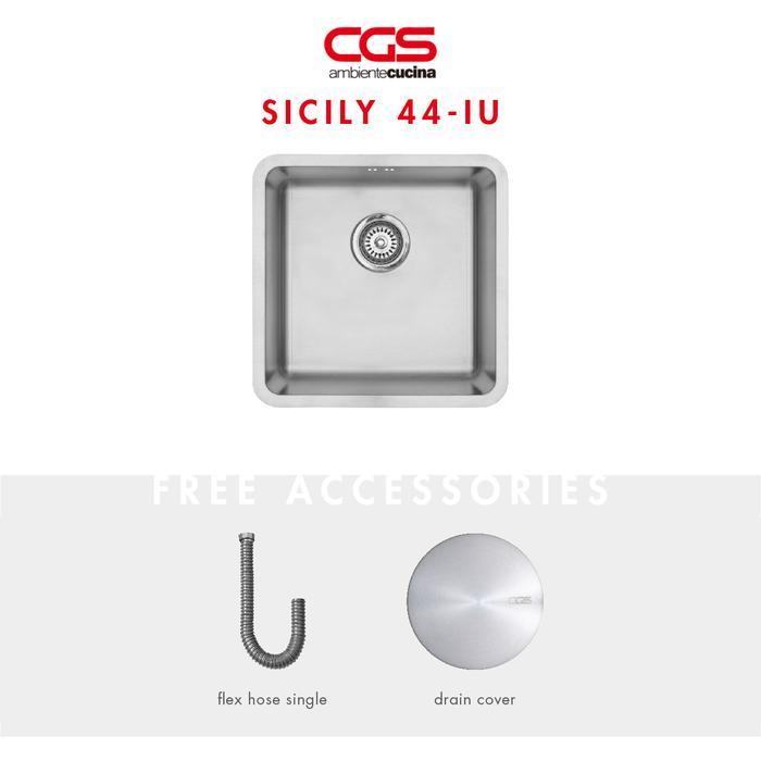 Kitchen Sink Bak Cuci Piring Stainless Steel 1 Lubang Cgs Sicily 44-Iu - Undermount Topmount Diskon
