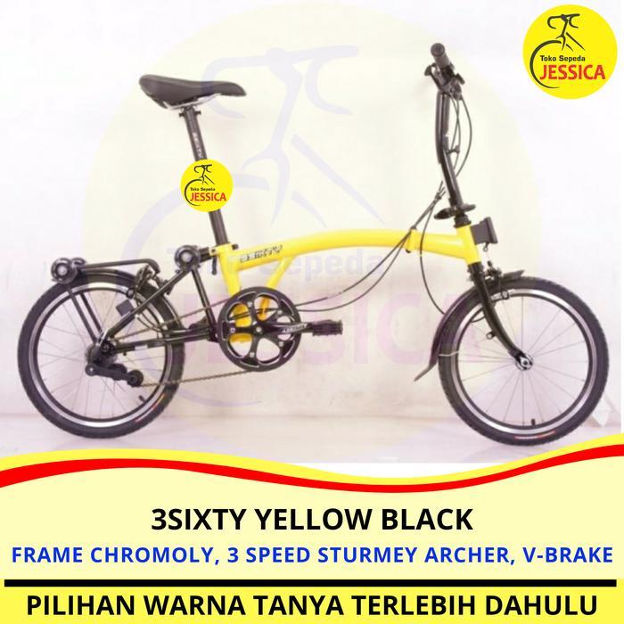 Sepeda Lipat 3sixty Yellow Black - Dirakit