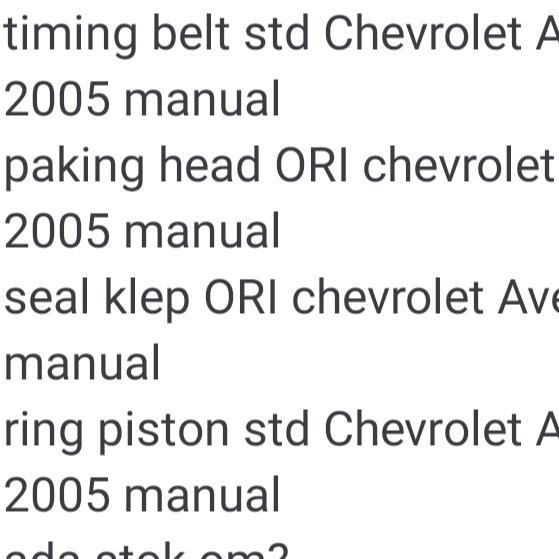 Pesanan Khusus Chevrolet Aveo 2003-2006 Aveo Bangor