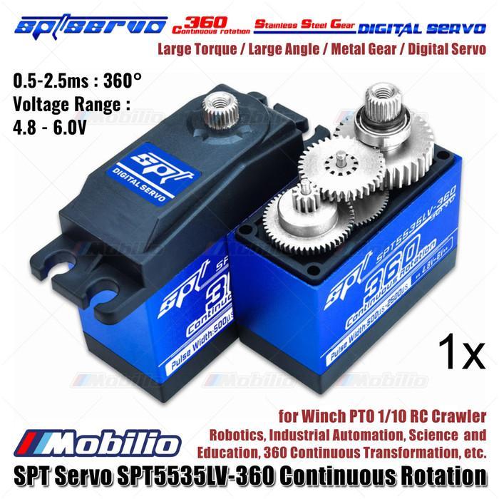 Spt Servo Spt5535Lv-360 Continuous Rotation Metal Gear Digital Servo For Winch Pto 1/10 Rc Crawler