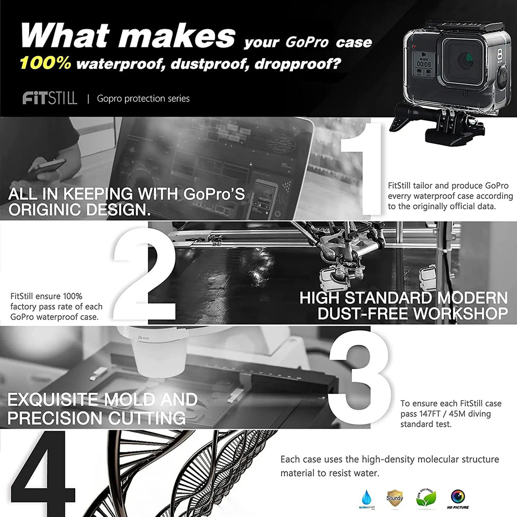 60m GOPRO8 Waterproof Protective Case GoPro Hero 8 Black Diving Housing for Go Pro 8 Underwater