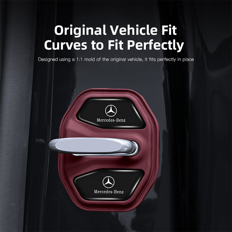 4Pcs Silicone Car Door Lock Buckle Protector Cover Tire Valve For Mercedes Benz AMG W203 W206 W220