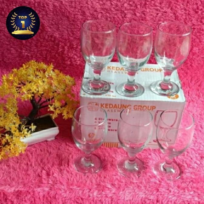 Flash Sale Gelas Kaki Kaca 6 Pcs Gobled Kedaung Group Original