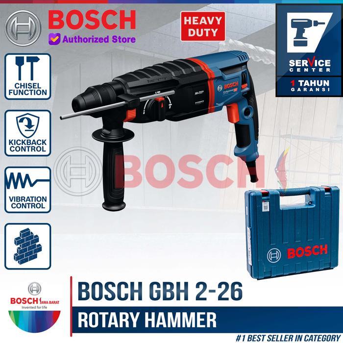 Bor Hammer Rotary SDS Bosch GBH 2-26 DRE 26MM 800 Watt Mesin Bor Beton Heavy Duty dengan Input Daya 