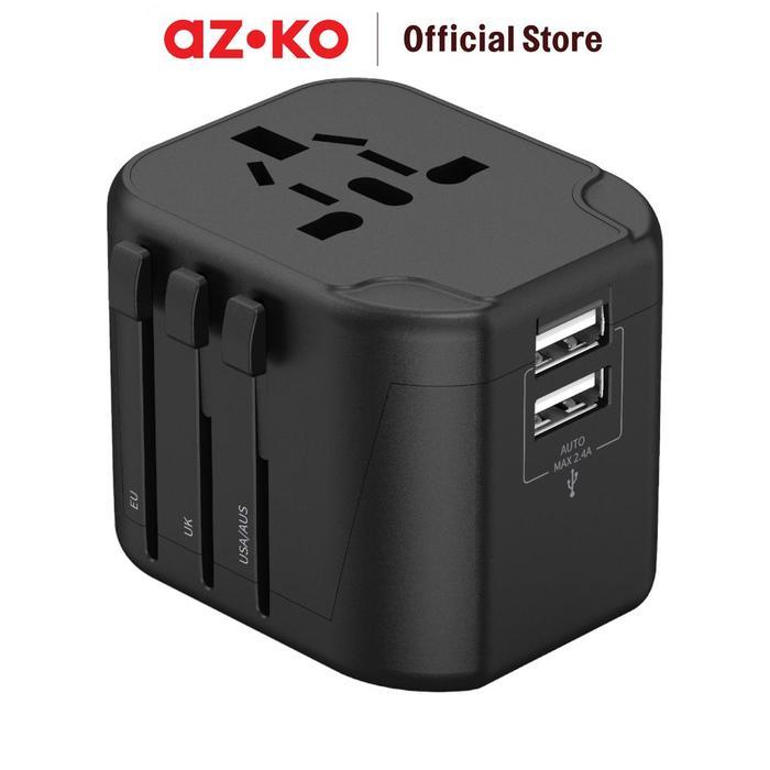 Azko Krisbow Steker Travel Adaptor Usb-A Universal Adaptor Perjalanan Colokan Travel Aksesoris