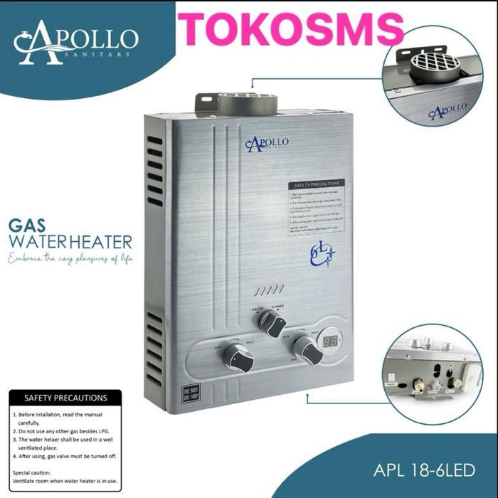 Special Apool Water Heater Gas Apollo Apl 18 Led Pemanas Air Gas Instant 6 Liter / Menit Lcd Suhu
