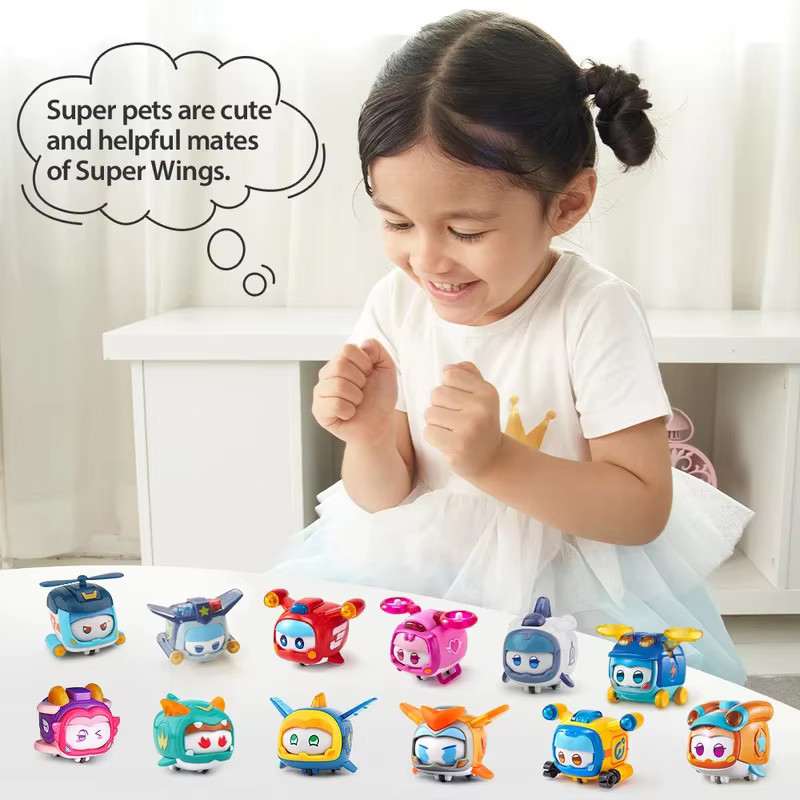 Super Wings Super Pet-Tino Pet Dinosaur With Sparkling Light Slide Face to Change Emotion Kid