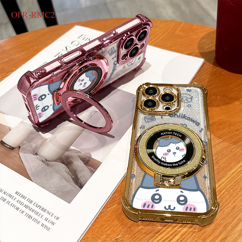 Casing HP Realme C15 C2 C11 2020 2021 MagSafe Ring Stand Kartun Anime Glitter Bening Anti Jatuh COD 
