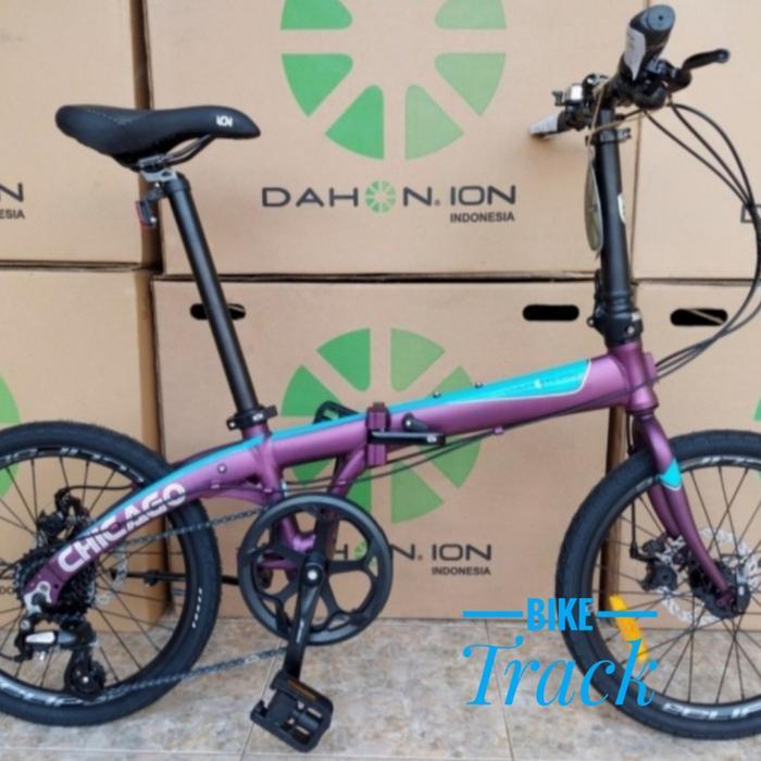 PROMO EXCULUSIVE Sepeda Lipat Dahon Ion CHICAGO 20 inch 8 speed Black Orange - Ungu