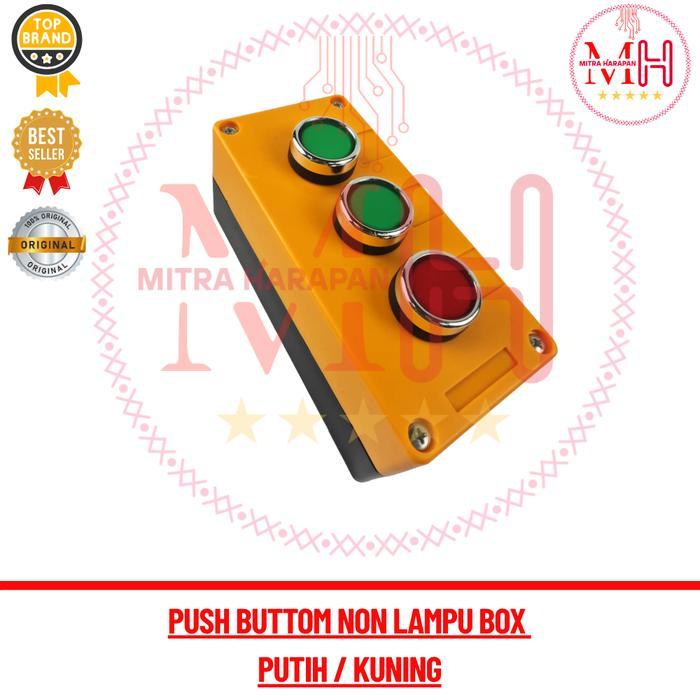 Promo Push Button With Lampu + Box Putih / Kuning + Push Button