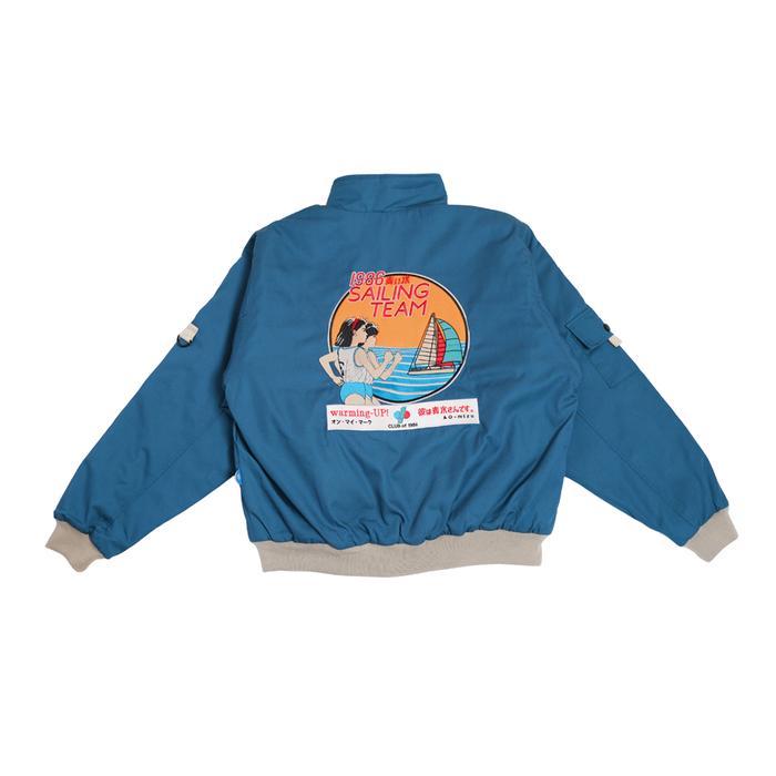 Aomizu Club Of 1986 Sailing Vintage Jacket / Jaket Jepang Oversize Bomber Flight Estetik Biru Tebal