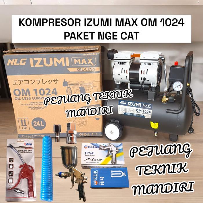 MESIN KOMPRESOR ANGIN OILLESS IZUMI MAX OM 1024 1HP / IZUMI OM1024 24L - PAKET NGECAT