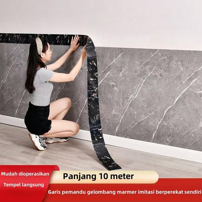 Lis Stiker Dinding Pvc 10M X 10Cm, Lis Stiker Dinding Premium Mudah Diaplikasikan, Lis Wallpaper,