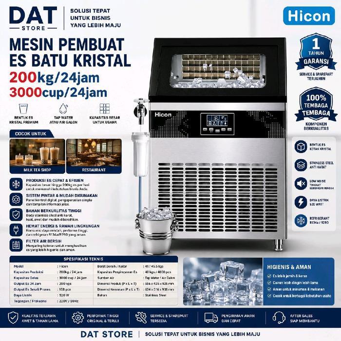 Mesin Pembuat Es Batu Kristal 200kg/24jam Kapasitas Komersial 80-200kg
