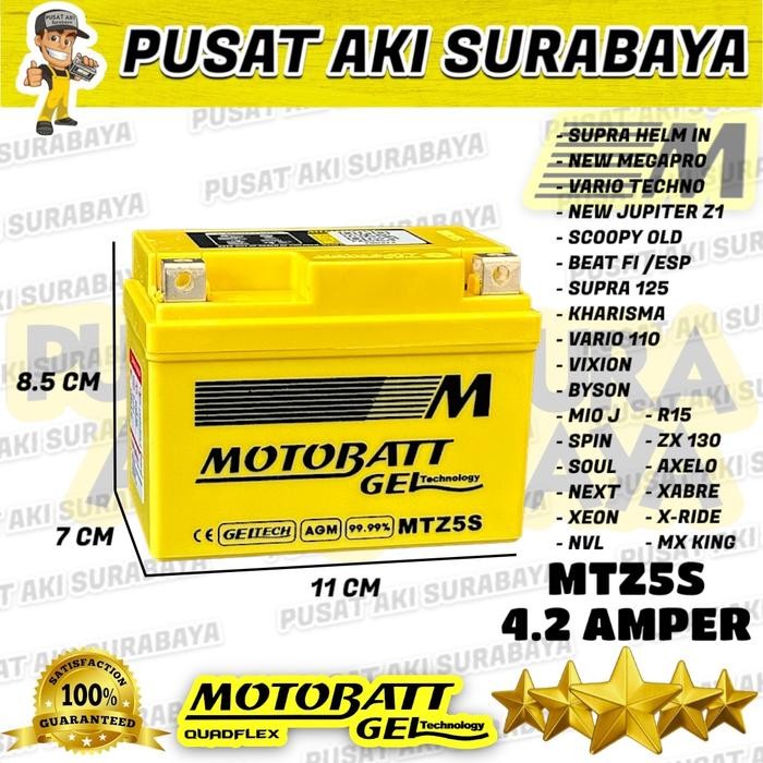 Rds - Motobatt Mtz5S Accu Gel Vario Old 110 Beat Aki Motor Beat Non Iss Supra 125 Vario 110 Vixion