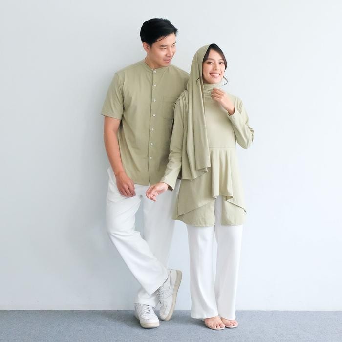Isla Febe Family Sage Green White - Set Baju Lebaran Keluarga - Outfit Couple Lebaran