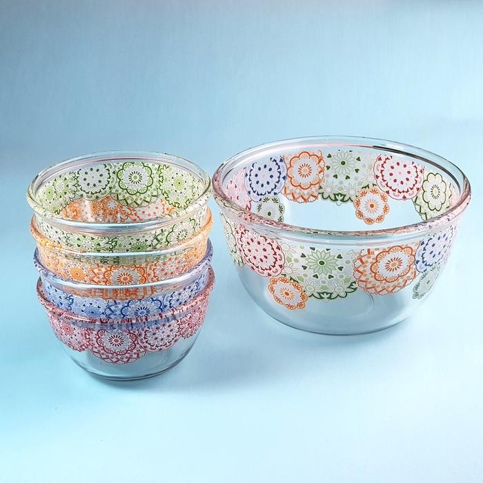 (Good) Brighton 5 Pcs Mangkuk Kaca Bowl Set GMG3805 Lace