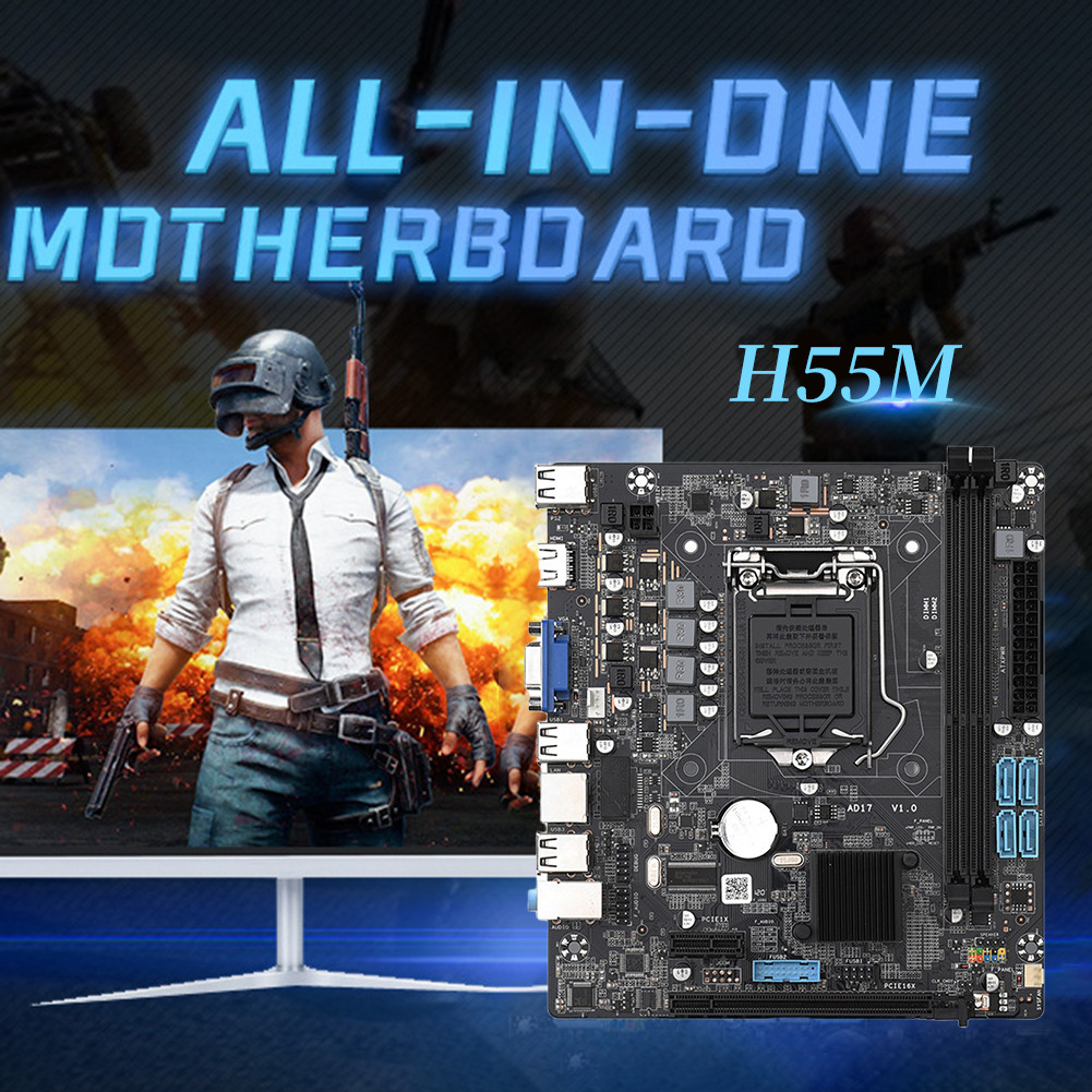 H55M Gaming PC Mainboard DDR3 Memory LGA1156 Motherboard Kit M-ATX Computer Motherboard Support Core