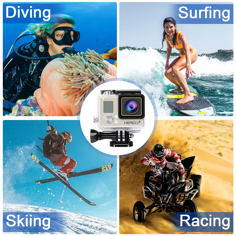 for GoPro Hero 4 3+ Waterproof Case 60m Underwater Diving Protector Housing For Go Por 4 3+ GoPro4 D