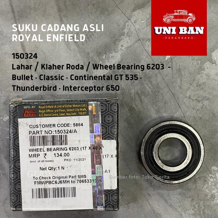 Bearing Klaher Lahar Roda Depan Belakang 150324 - Royal Enfield Asli