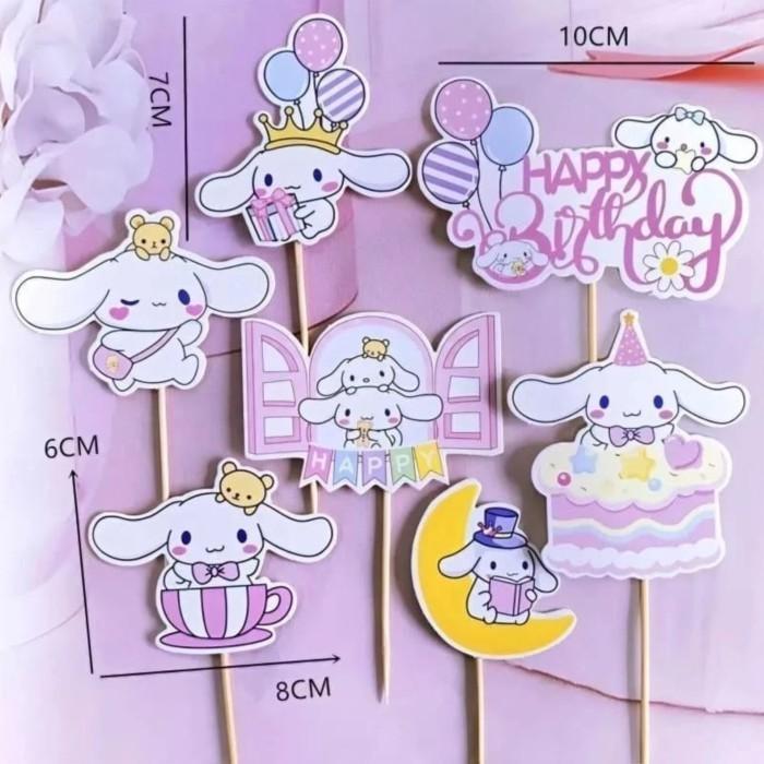 Topper Kertas Kuromi Set, Hiasan Kue Kuromi, Set Kuromi Kertas Hiasan