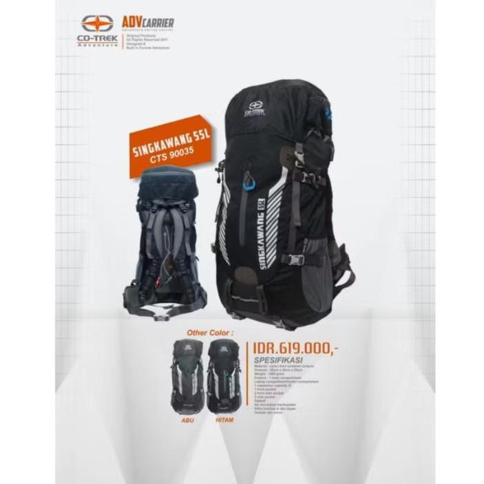 Tas Gunung Cotrek Singkawang 55+5 Include Raincover