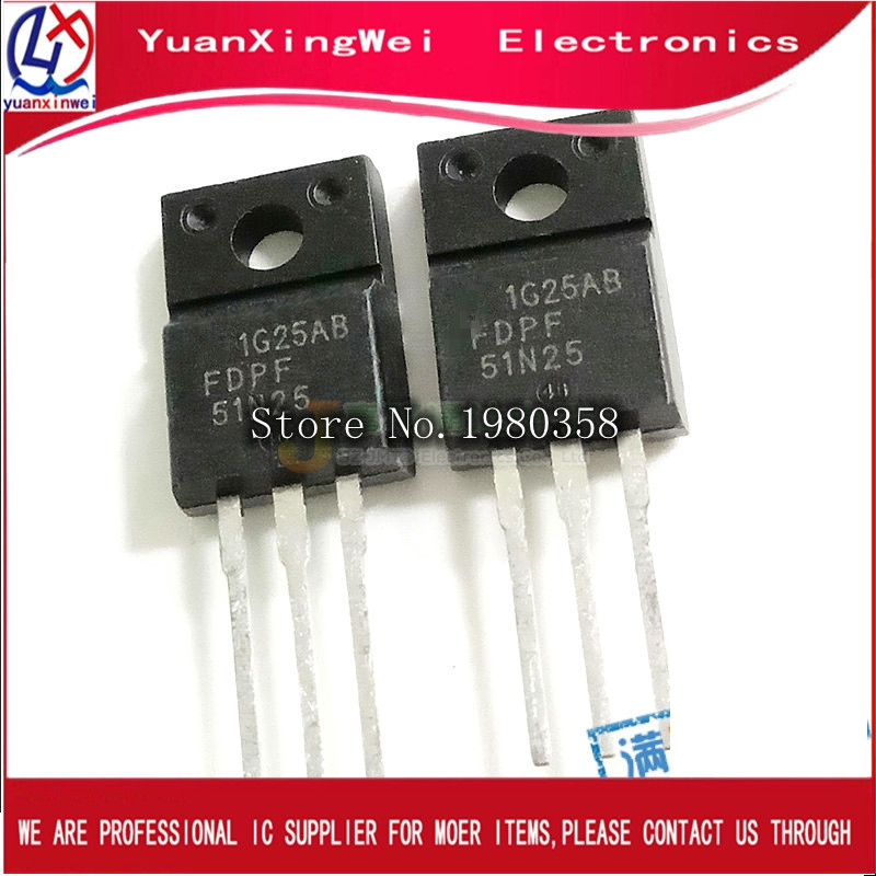 10PCS  FDPF51n25 TO220  51n25 TO-220