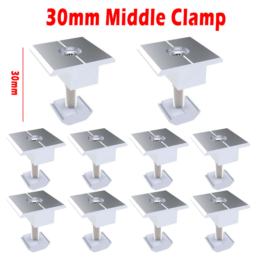 2/10Pcs Solar End Clamp Adjustable Solar Panel Bracket Clamp Wide