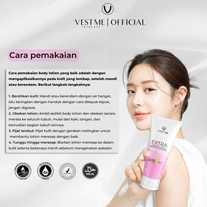 i0cc- [Beli 2 Lebih Hemat] Vestme Body Lotion Extra Whitening Serum Body Booster Alpha