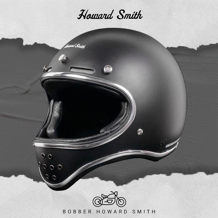 Howard Smith Bobber Retro Helm Full Face - Black Doff