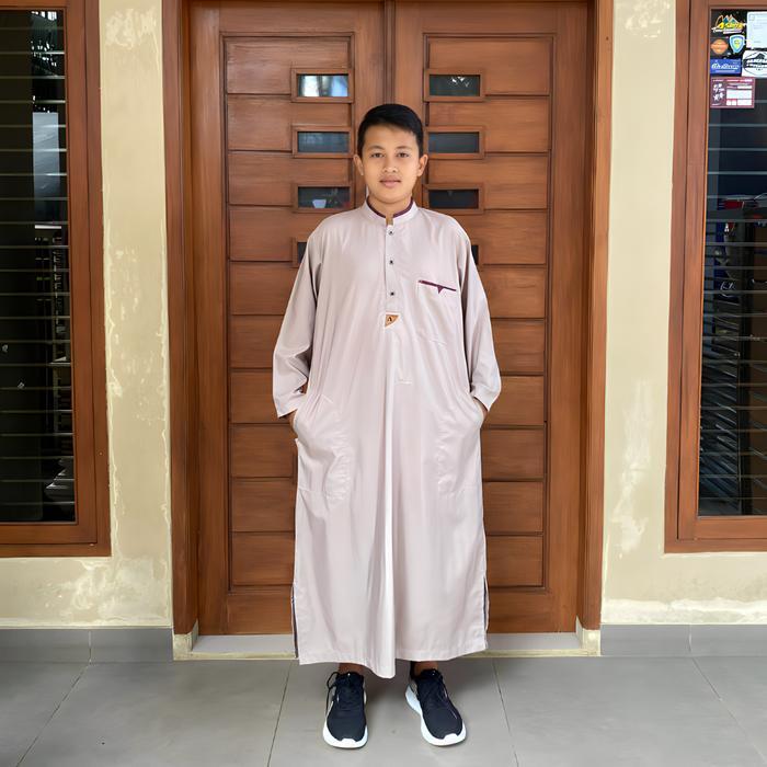 Gamis Jubah Muslim Anak Laki Lengan Panjang Baju Umur 10 Tahun Bahan Kain Katun Toyobo