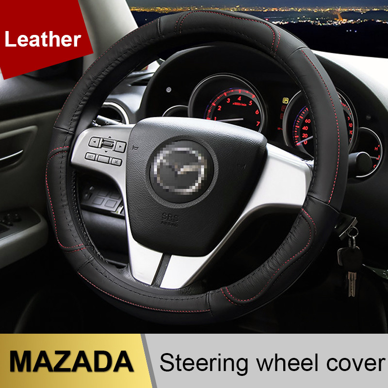 Leather Car Steering Wheel Cover Case for Mazda 2 3 Mazda 6 Axela Atenza CX-3 CX-4 CX5 CX-7 CX-9 200