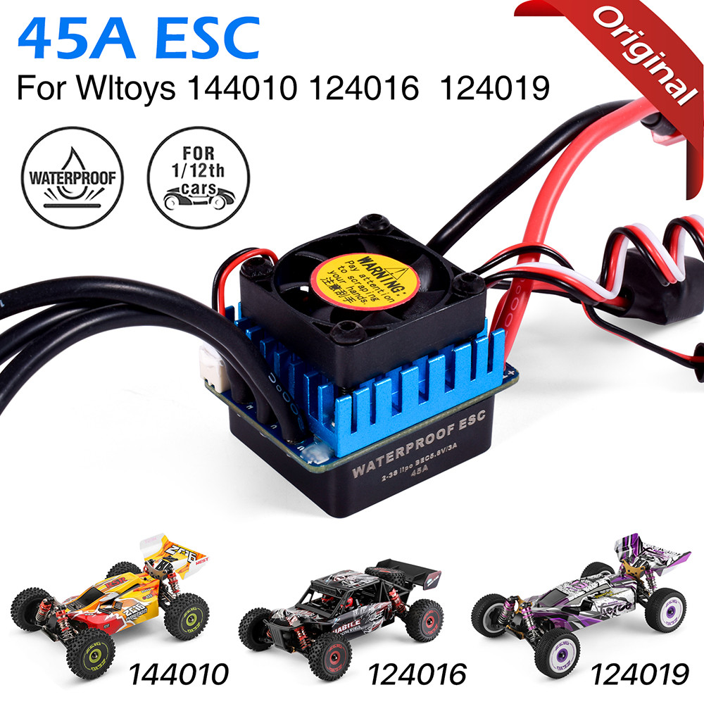Wltoys 144010 124019 Original 45A Brushless Esc For 1/12 Rc Car Wltoys124016 Spare Parts Water-Proof