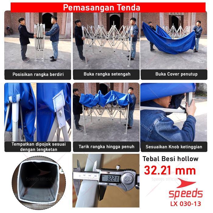 SPEEDS Tenda Lipat 3 x 4,5 M Otomatis Rangka Putih Tenda Bazzar Pameran Tenda Otomatis Camping