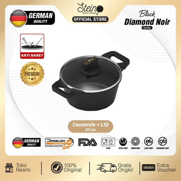 STEIN Black Diamond Noir Casserole | Wajan + Tutup - Casserole 20cm