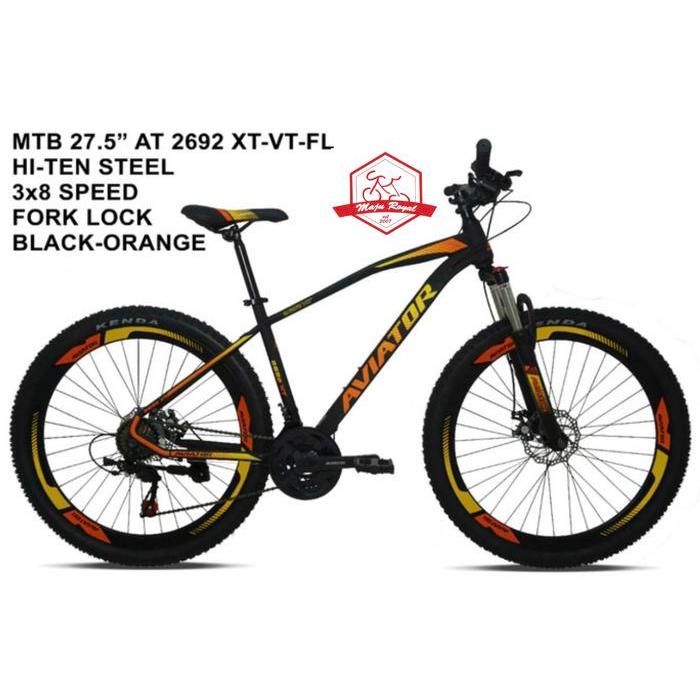 SEPEDA MTB AVIATOR 2692 XT VT FL 27,5 inch 8 SPEED - BLACK ORANGE