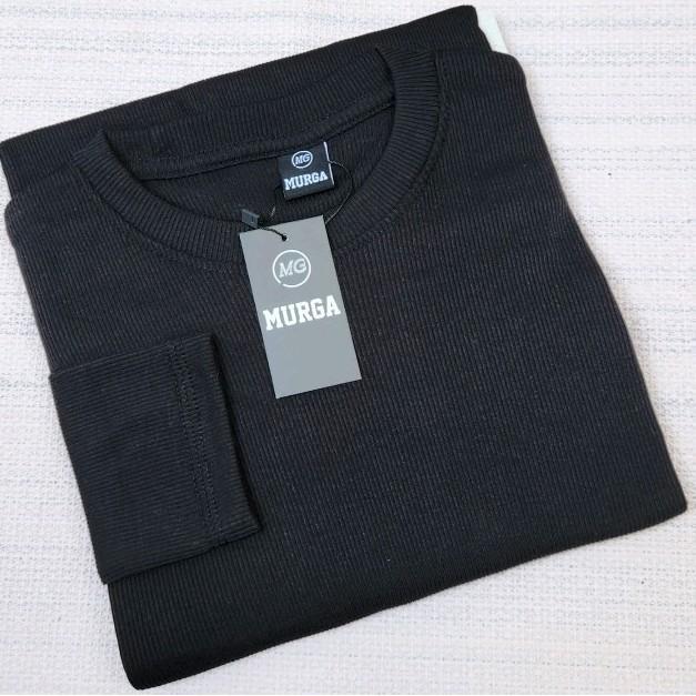 kaos rib lengan panjang Tshirt - hitam, allsize