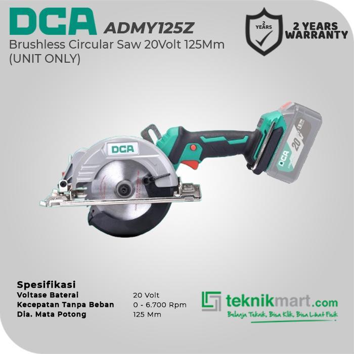 DCA Brushless Circular Saw / Gergaji Sirkel Baterai 20Volt 125Mm ADMY125Z (UNIT ONLY)