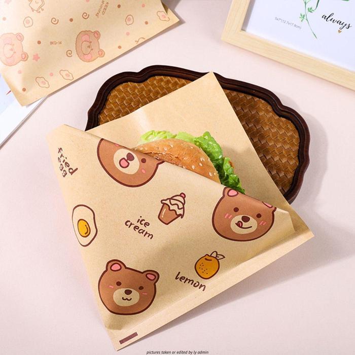 50 Kertas Alas Bento Cake Sandwich Wax Paper Laminasi Foodgrade