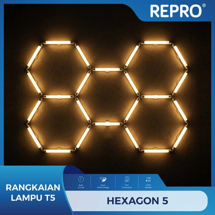 REPRO Rangkaian Lampu T5 LED Hexagon5 All in Connector Lampu Adaptor Kabel