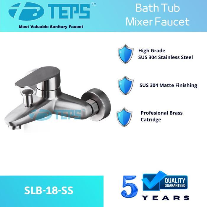 Ada Stok TEPS SLB-18-SS Kran Panas Dingin Bathtub Stainless 304 Asli dengan Hand Shower SUS 304