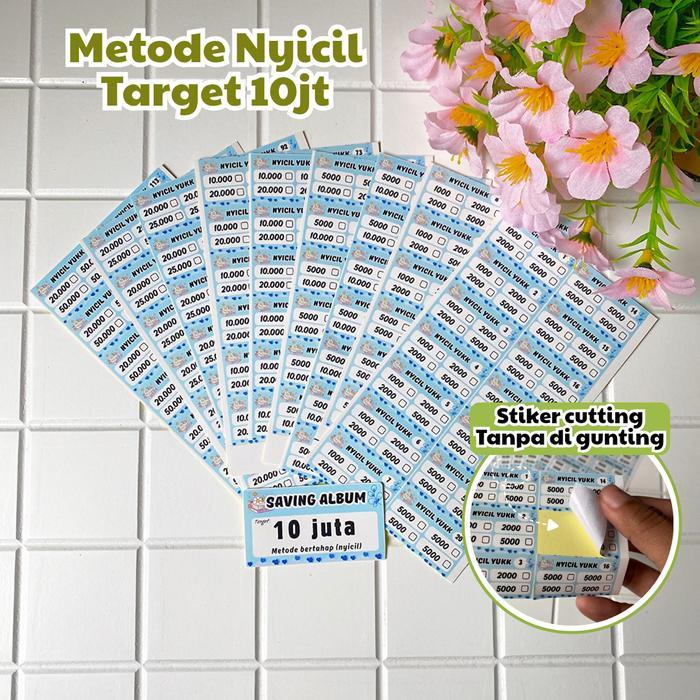 N3W Stationary Paket Saving Album Nyicil Sticker Cutting target 3 juta 5 juta 10 juta 15 juta 30