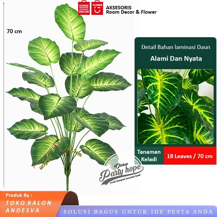 Daun Keladi Jumbo Putih / Daun Aglonema Plastik Bunga Hias Artificial