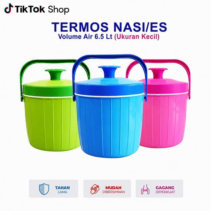 Termos Nasi Mini Plastik 6.5 Liter Tahan Panas & Dingin Dengan Gagang Mudah Bawa Kemanapun Vacuum