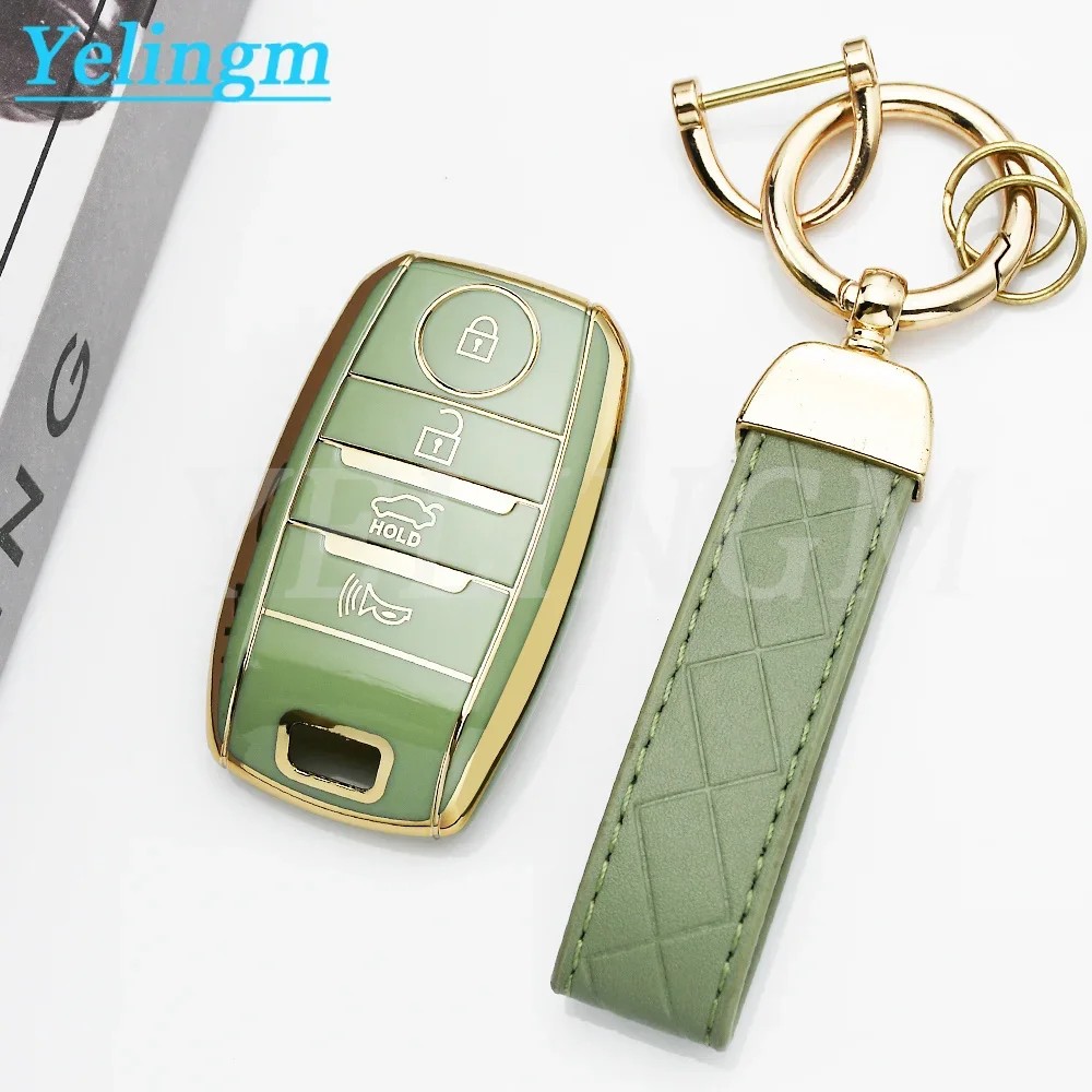 4 Buttons Key Fob Cover for Kia Forte Koup Niro Optima Rio Sorento Soul Sportage Keychain Lanyard