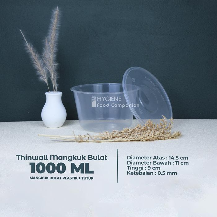 Thinwall Bulat 1000 ml Mangkok - Roundbowl 1000ml - Mangkok Bulat 1000