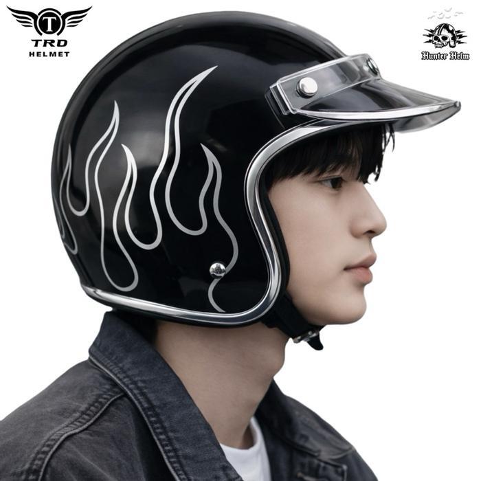 Helm Gaya Retro Helm Bogo Api Premium Vintage Sni Dewasa Pria Helm Retro Nyaman/Promo